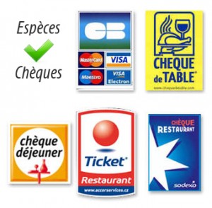Modes de paiement acceptés
